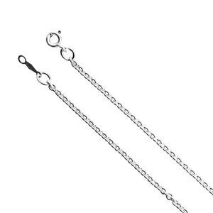 2mm, Rhodium Plated Sterling Silver Solid Cable Chain Necklace, 18 Inch